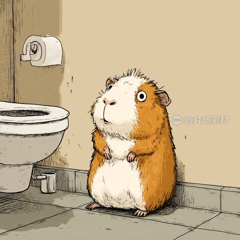 站在卫生间的可爱豚鼠