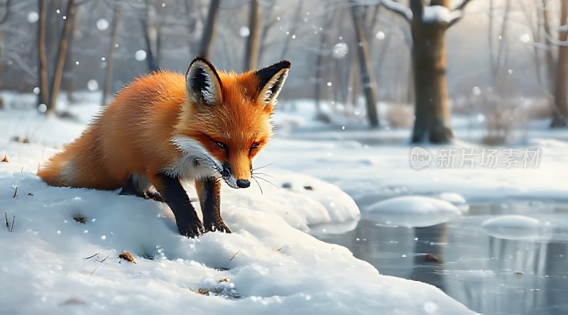 雪地红狐