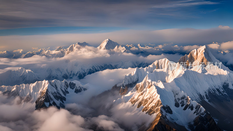 雪山照片日出阳光山峰云海自然生态环境风景