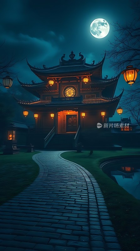 古寺夜月