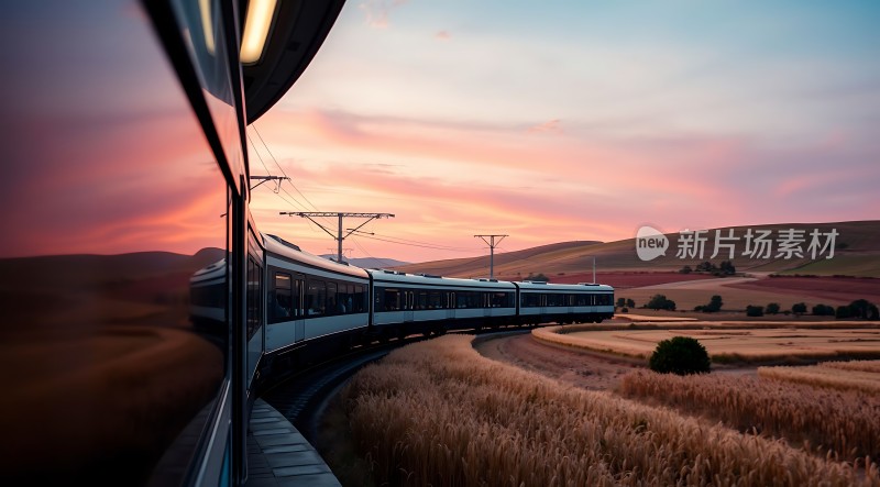 夕阳下的列车之旅