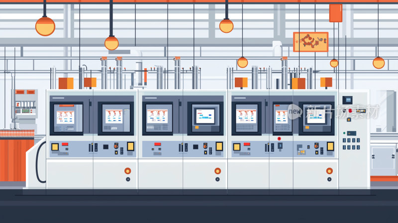自动化工厂的控制面板插画