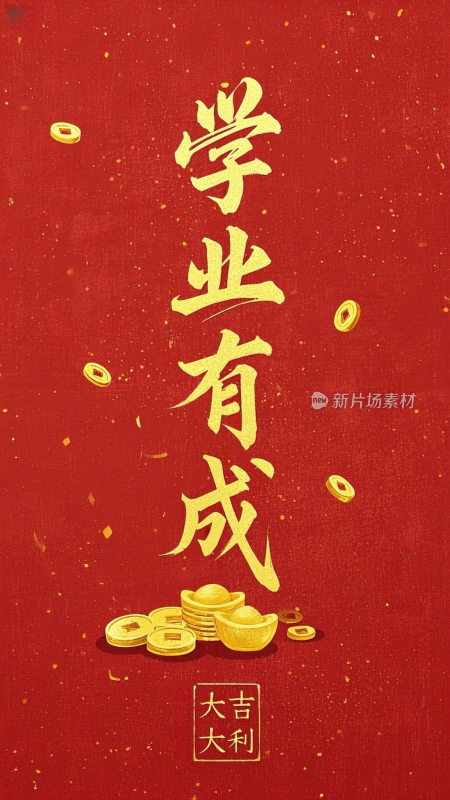 学业有成大吉大利发财壁纸国风中国风壁纸