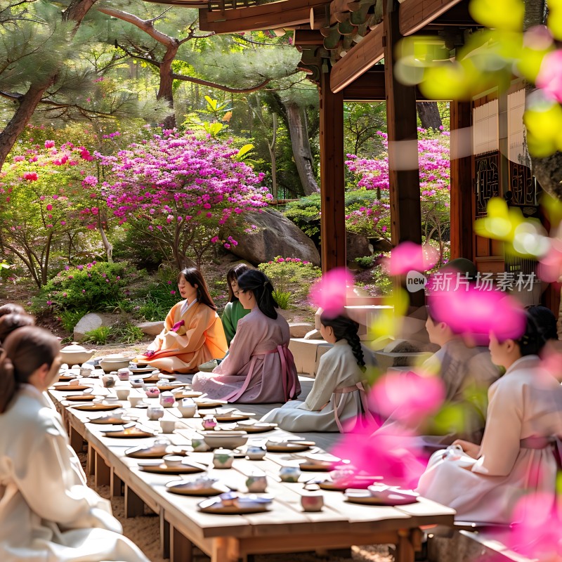 春日茶会汉服佳人共品茗