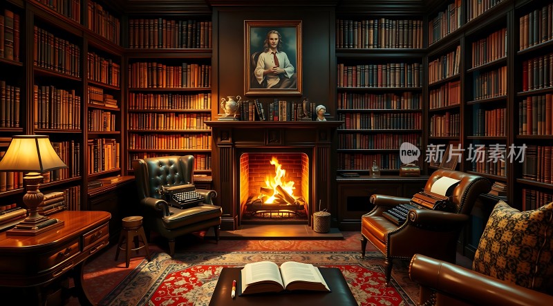 书房里的温暖夜晚