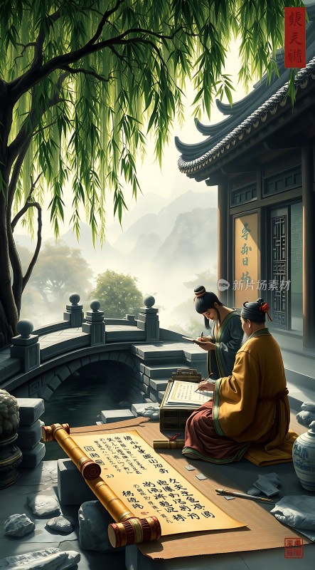 古风书卷文人雅集