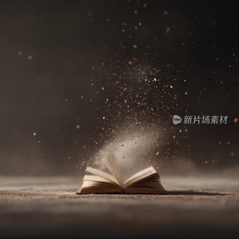 翻开书籍扬起尘埃画面