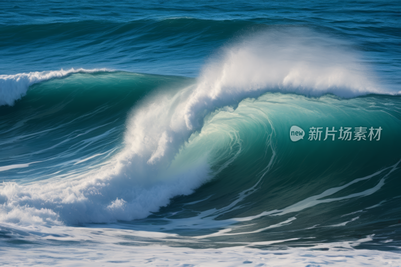 阳光明媚的日子里冲浪者在海洋中乘着大浪