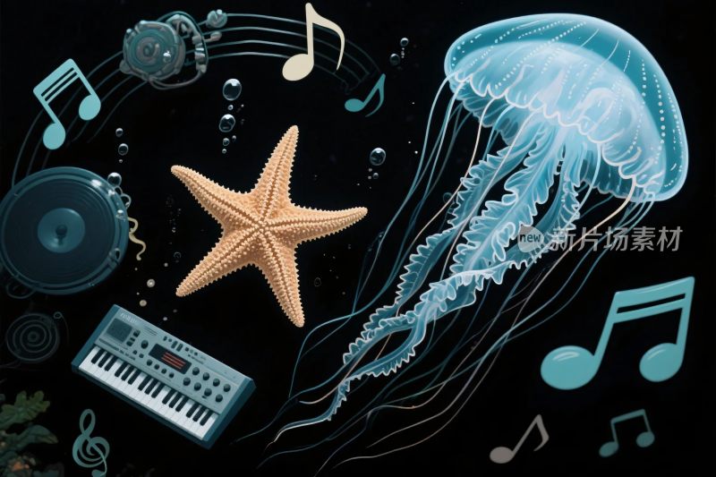 音乐海洋插画