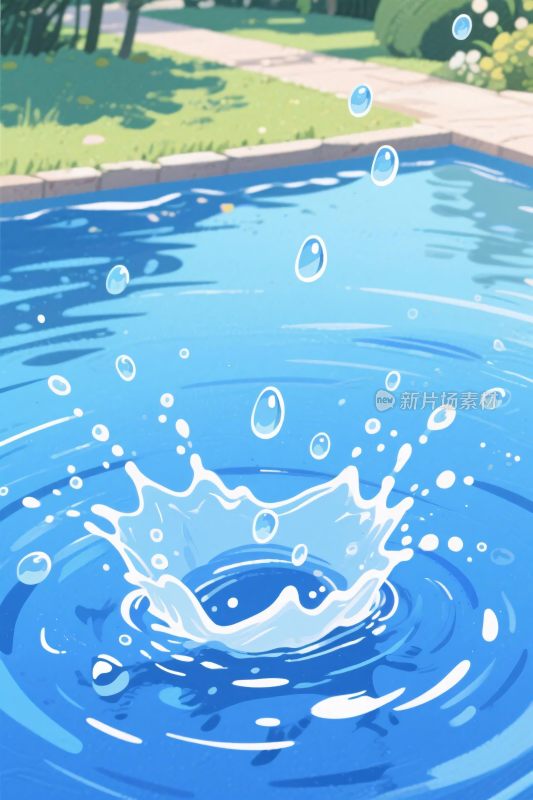 泳池水花飞溅插画