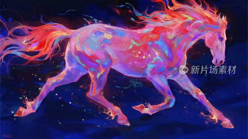 梦幻炫彩奔跑的骏马