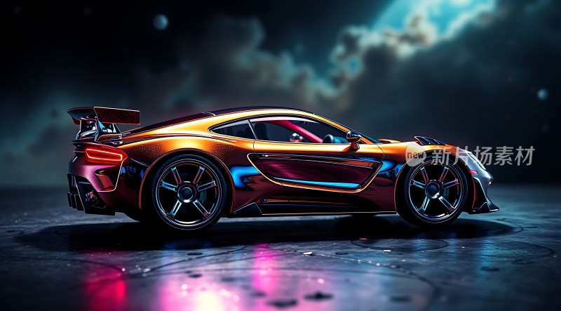 未来科技感跑车炫彩车身设计