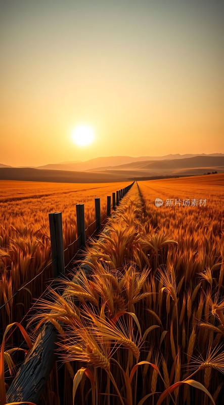 金色麦田日落时分