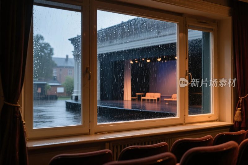 室内雨景看舞台演出