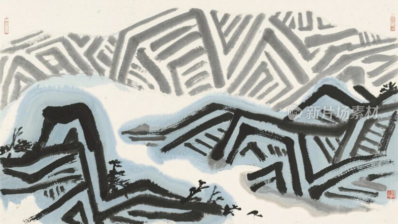 水墨山水国画插画