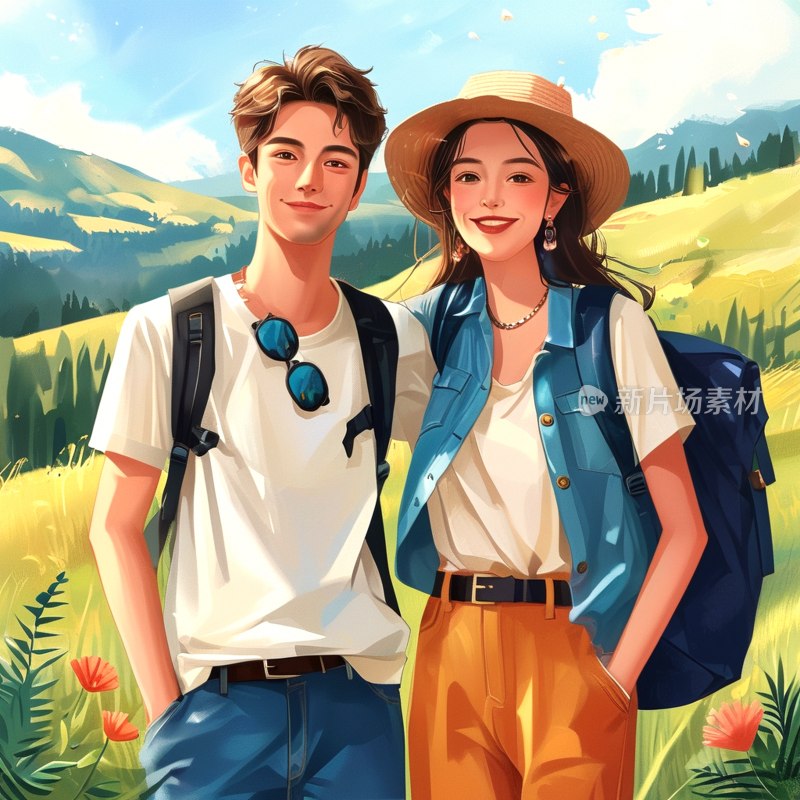 假日情侣出游图