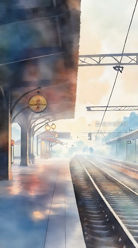 晨曦下的火车站台