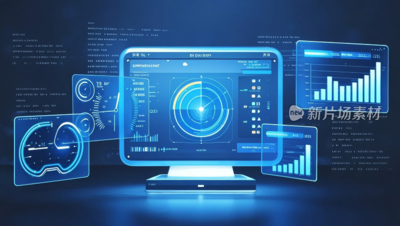 蓝色科技数据分析统计图商业数字背景图片
