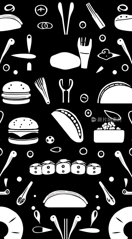 黑白美食图案
