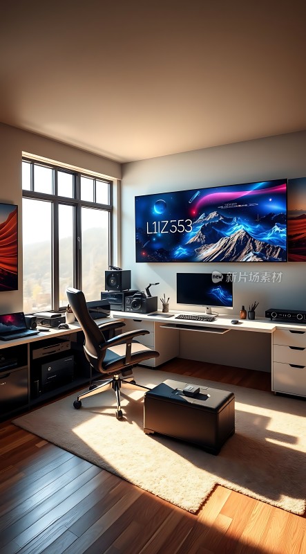 现代办公空间科技感十足的工作环境