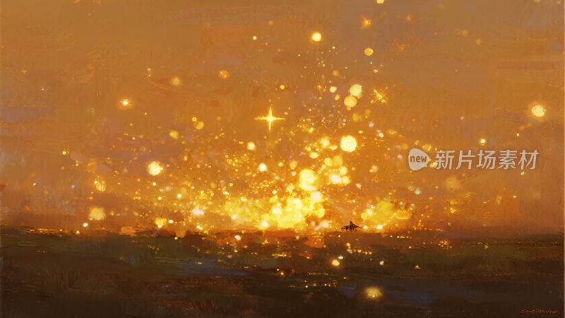 梦幻金色星光场景插画