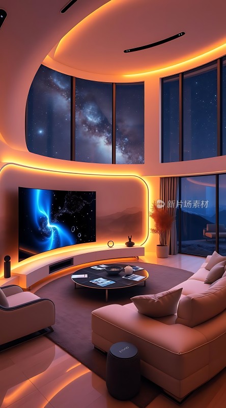 现代家居设计科技感十足宇宙主题客厅