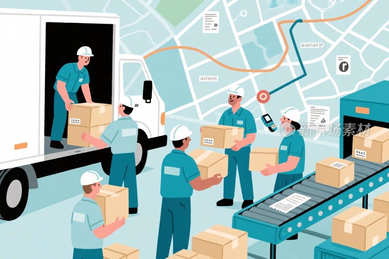 物流运输作业插画