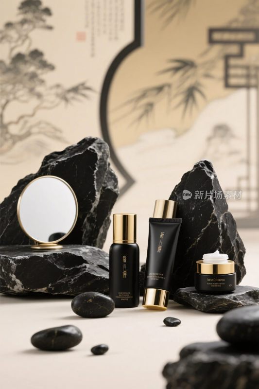 中式风格的护肤品展示
