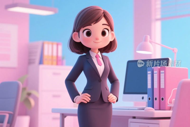 办公场景女性卡通插画