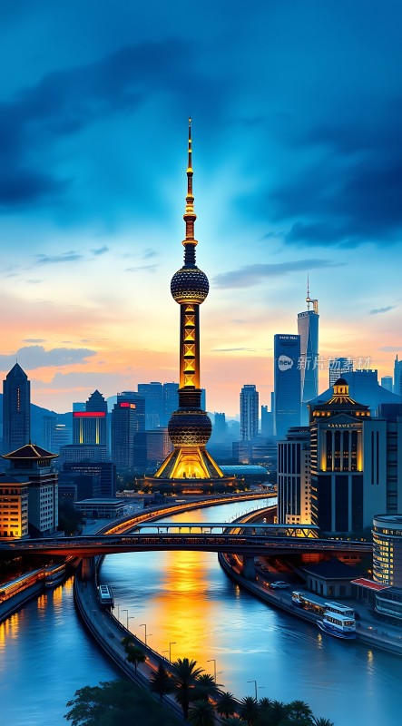 东方明珠与城市夜景