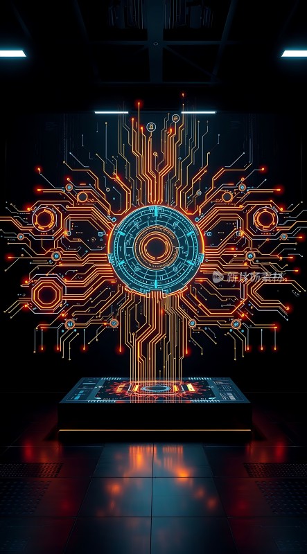 科技未来主义电子电路艺术装置