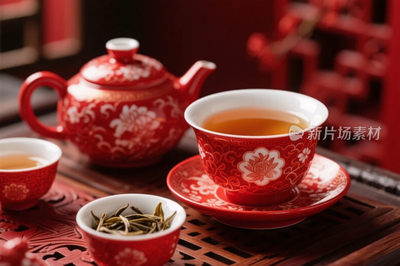 中式传统茶具场景