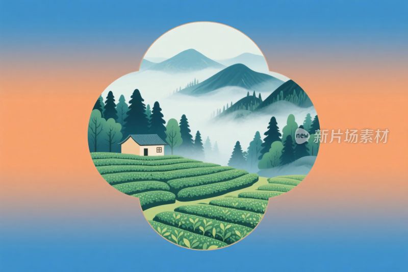 山水田园风景插画