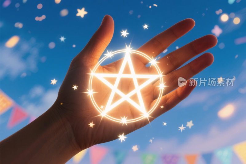 手托五角星魔法光效
