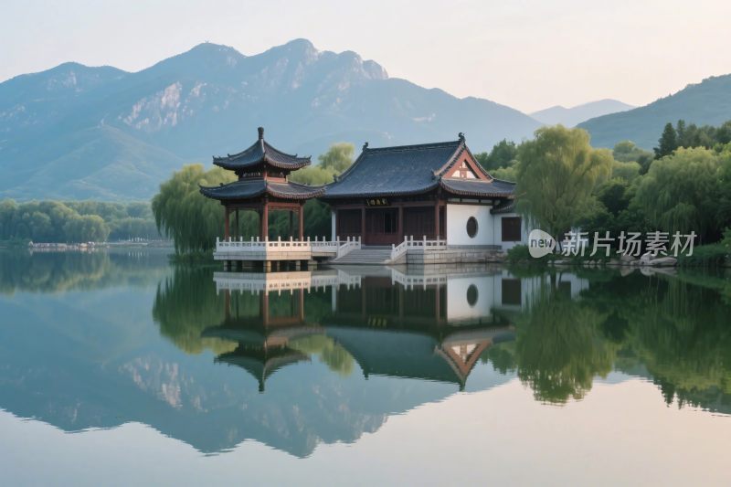 山水古亭风景图