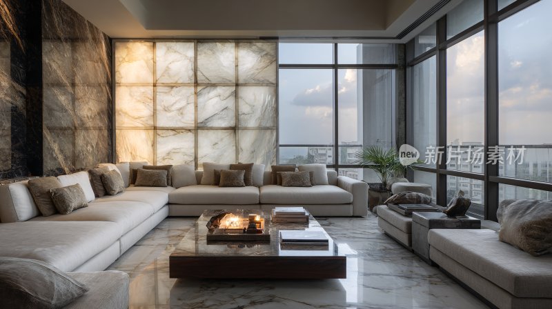 现代奢华风格的客厅室内景