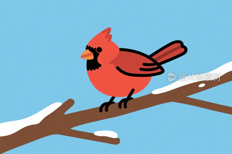 红雀雪枝插画