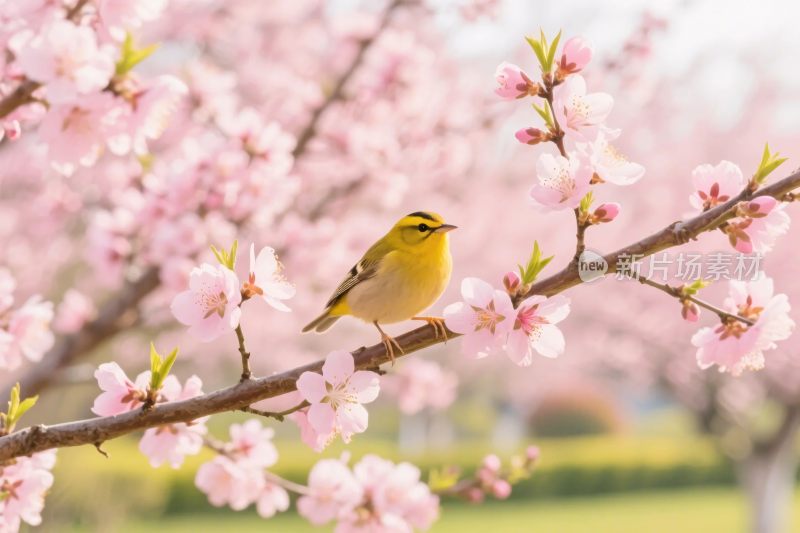 樱花小鸟春景