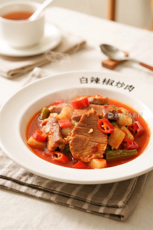白辣椒炒肉美食展示
