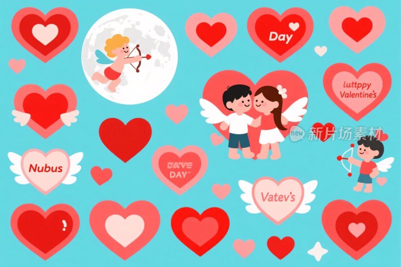 情人节爱心卡通插画
