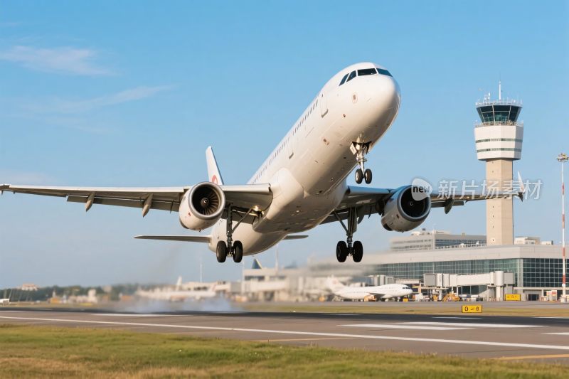 机场飞机起飞画面