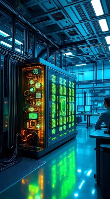 科技感数据中心未来主义服务器机房