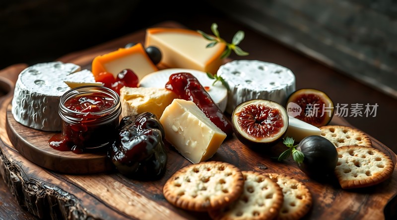 奶酪拼盘配果酱和饼干