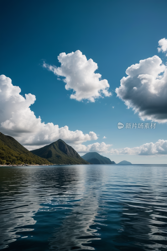 大片水域山脉高清风景图片