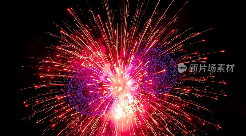 璀璨烟花绽放夜空色彩斑斓光芒四射