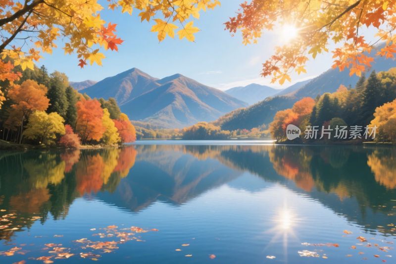 秋日山林湖泊美景