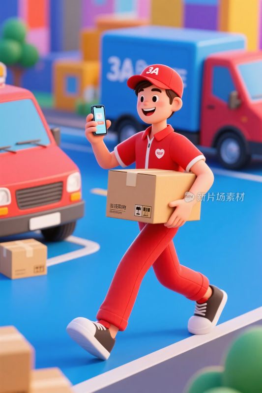 配送员送货插画