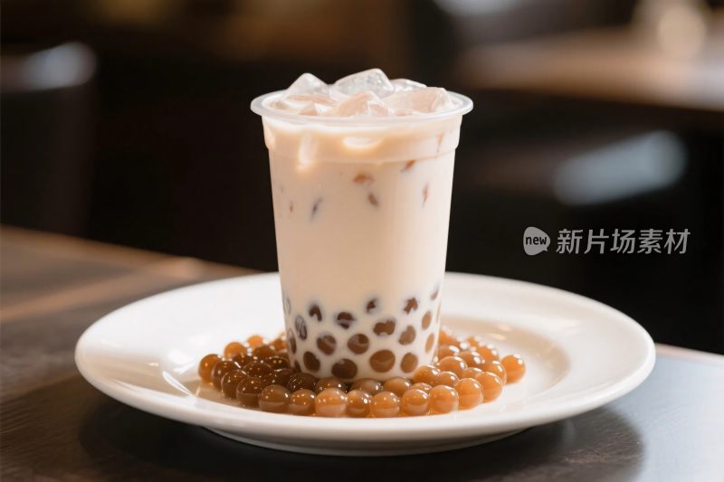 珍珠奶茶摄影图