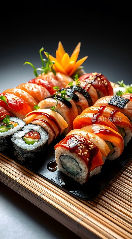 寿司盛宴色彩缤纷美味诱人！