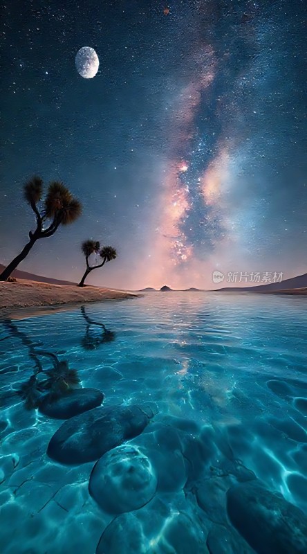 夜空下的神秘湖泊